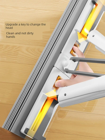 28cm Çift Kanatlı Sıkma Paspas Seti - 1 Adet Hızlı Yumuşayan Pamuk Başlık + 1 Metre 3 Kademeli Sap - Resim 4