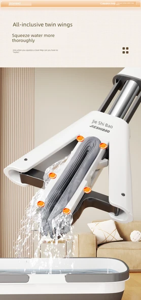 28cm Çift Kanatlı Sıkma Paspas Seti - 1 Adet Hızlı Yumuşayan Pamuk Başlık + 1 Metre 3 Kademeli Sap - Resim 6