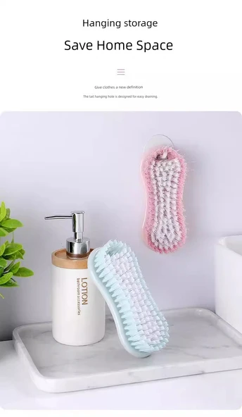Pencereli Yumuşak Tüylü Çamaşır Fırçası Seti - Pembe ve Mavi - 10