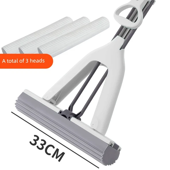 33cm Katlanabilir Sünger Paspas - Beyaz - 4 Yedek Başlıklı