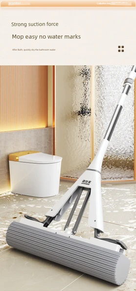 28cm Çift Kanatlı Sıkma Paspas Seti - 1 Adet Hızlı Yumuşayan Pamuk Başlık + 1 Metre 3 Kademeli Sap - Resim 12