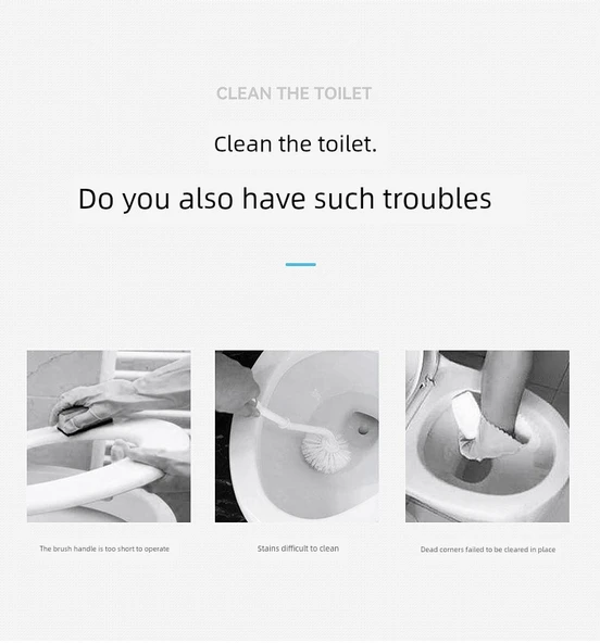 Japon Tarzı Köşe Ulaşmaz Tuvalet Fırçası - Geliştirilmiş Duvar Seti 2 Adet - Resim 8