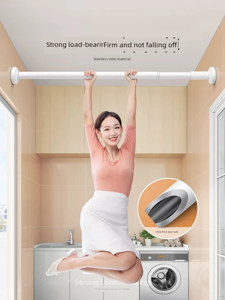 Paslanmaz Çelik Teleskopik Elbise Kurutma Askısı - 3.7~4.4 Metre - Buzlu Siyah (Çift Rulmanlı 33 mm Çap) - Resim 3