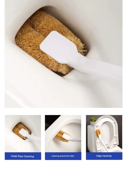 Hindistan Cevizi Kahverengi Fırça Başlıklı Klozet Fırçası - 6.5cm - 3 Adet - 3 Kancalı - 10