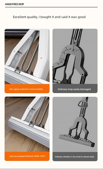 Paslanmaz Çelik 34cm Sünger Paspas - 3 Başlıklı - 9