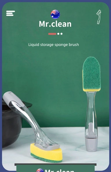 Bulaşık Yıkama Fırçası - 1 Sap + 1 Sünger Fırça Başlığı - Resim 7