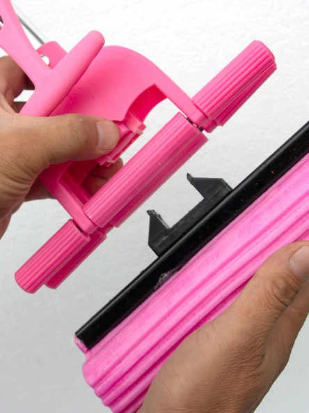 Mini Rulo Sünger Paspas Pembe Set +5 Başlık (Toplam 6 Başlıklı, Sabit) - 11