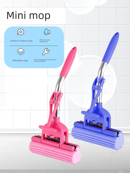 Mini Rulo Sünger Paspas Pembe Set +5 Başlık (Toplam 6 Başlıklı, Sabit) - 2