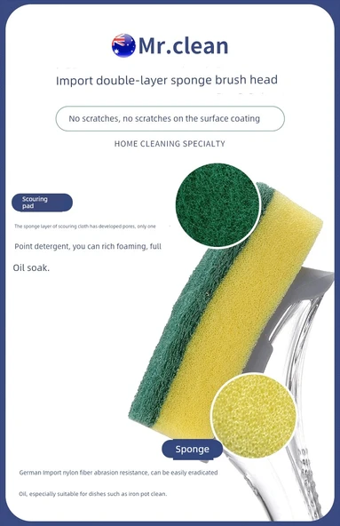 Bulaşık Yıkama Fırçası - 1 Sap + 1 Sünger Fırça Başlığı - Resim 12