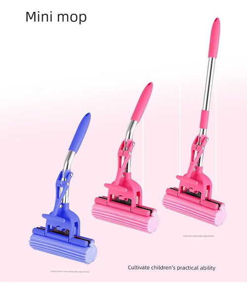 Mini Rulo Sünger Paspas Pembe Set +1 Başlık (Toplam 2 Başlıklı, Sabit) - 7