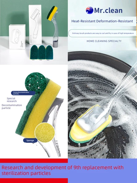 Bulaşık Yıkama Fırçası - 1 Sap + 1 Sünger Fırça Başlığı - Resim 2