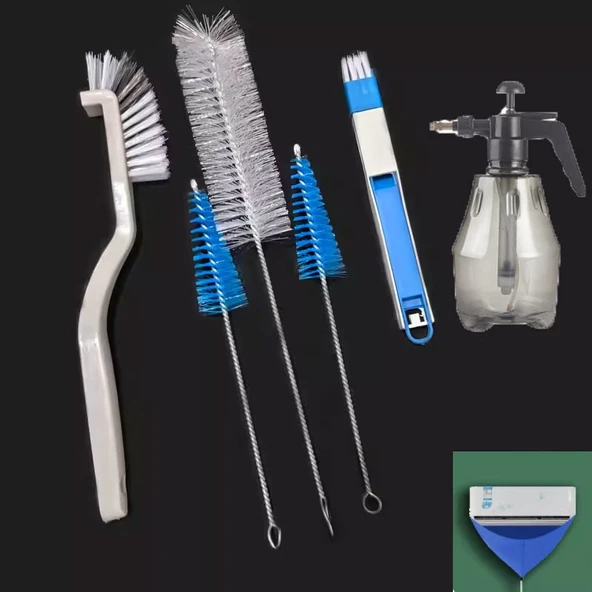 Klima Temizleme Fırçası - 5 Parça Fırça Seti + Borulu Su Torbası + 1.5L Sulama Kabı