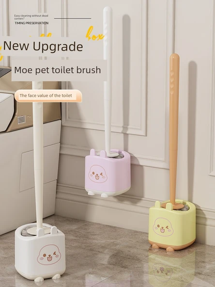 Duvara Monte Çizgi Film Tuvalet Fırçası Seti - Pembe + Sarı (2 Adet) - Resim 2