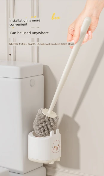 Duvara Monte Çizgi Film Tuvalet Fırçası Seti - Pembe + Sarı (2 Adet) - Resim 10