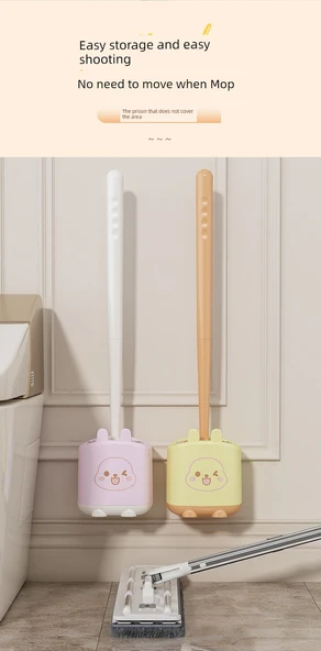 Duvara Monte Çizgi Film Tuvalet Fırçası Seti - Pembe + Sarı (2 Adet) - Resim 11