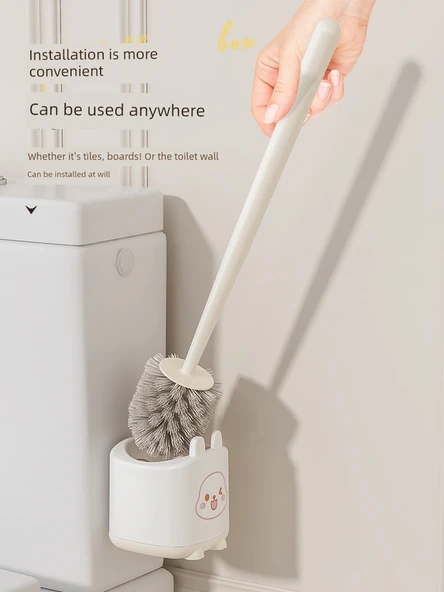 Duvara Monte Çizgi Film Tuvalet Fırçası Seti - Pembe + Sarı (2 Adet) - Resim 5