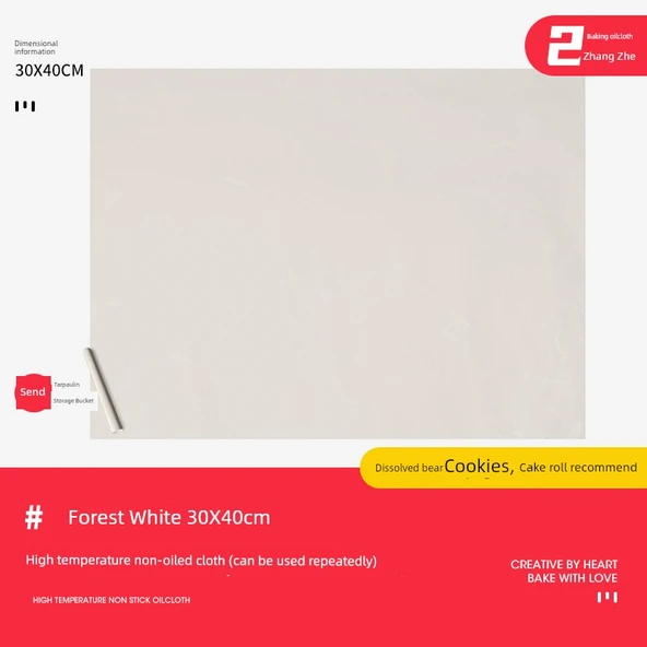 Yüksek Isıya Dayanıklı Fırın Matı - Benekli Beyaz 30x40 cm - 2 Adet