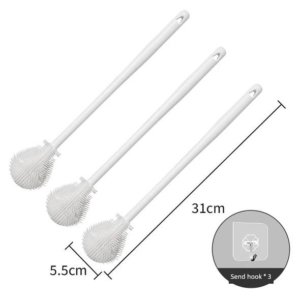 Çıkarılabilir Uzun Saplı Bardak Fırçası - Beyaz 3'lü Paket