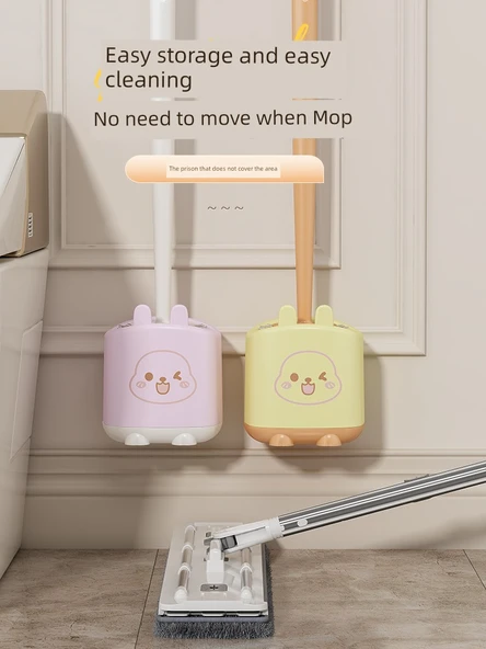 Duvara Monte Çizgi Film Tuvalet Fırçası Seti - Pembe + Sarı (2 Adet) - Resim 4