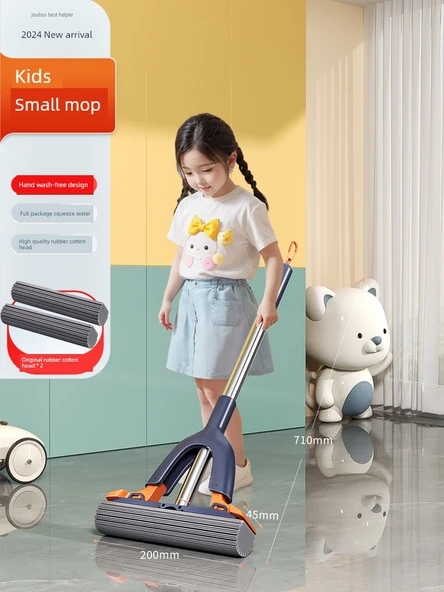 Çocuklar İçin Mini Mop - 2 Adet Nemlendirici Pamuk Uçlu