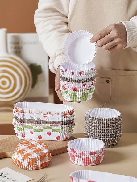 Kek Kağıdı Kabı - Tekne Şekilli Kalp Desenli 200 Adet - Resim 2