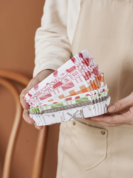 Kek Kağıdı Kabı - Tekne Şekilli Kalp Desenli 200 Adet - Resim 5