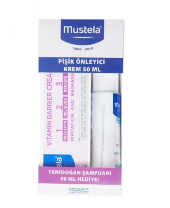 Mustela 1.2.3 Vitamin Barrier Pişik Kremi 50 ML + Yenidoğan Şampuan 50 ML