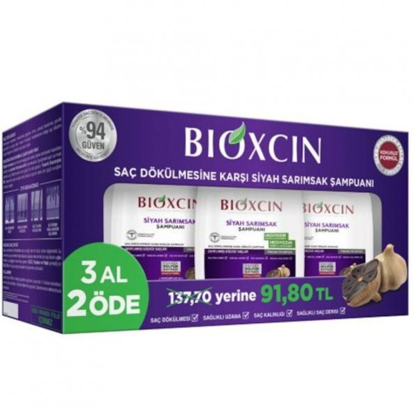 Bioxcin Siyah Sarımsak Şampuanı 3 x 300 ML