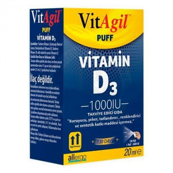 Vitagil Puff 1000 IU Vitamin D3 Sprey SKT:08/2023