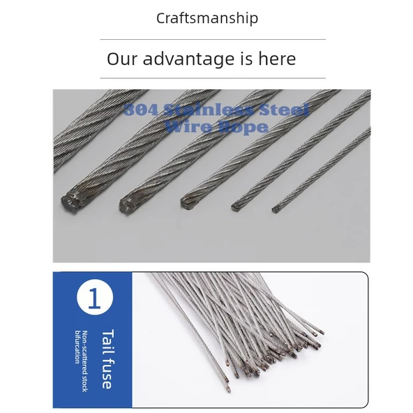 304 Paslanmaz Çelik Halat - 1.5mm Kalınlık, 0.5m Uzunluk (2 Adet) - 2