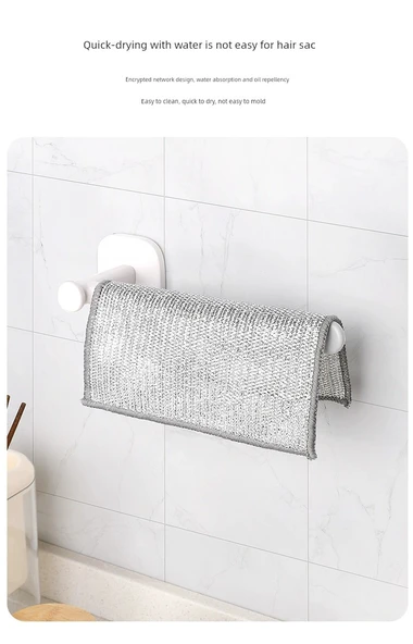 Çift Taraflı Nano Metal Telli Bulaşık Yıkama Bezi - [Çift Katlı Kalın] Büyük Boy 20 Adet - 9