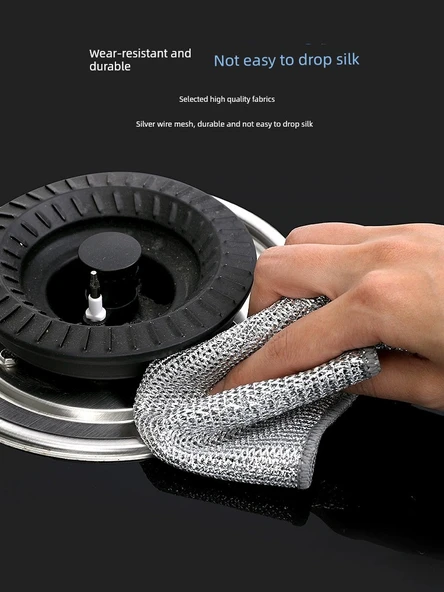 Çift Taraflı Nano Metal Telli Bulaşık Yıkama Bezi - [Çift Katmanlı Kalın] Büyük Boy 2'li Paket - 3
