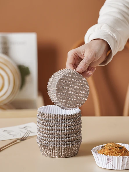 Kek Kağıdı Kabı - Tekne Şekilli Kalp Desenli 200 Adet - Resim 6