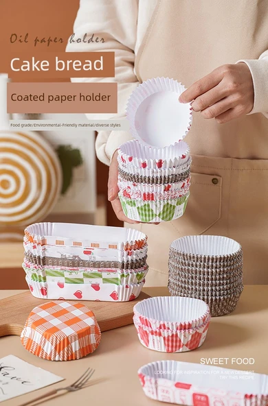 Kek Kağıdı Kabı - Tekne Şekilli Kalp Desenli 200 Adet - Resim 7