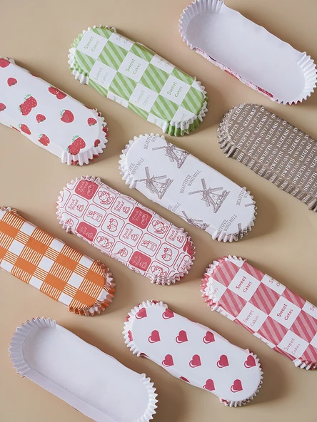 Kek Kağıdı Kabı - Tekne Şekilli Kalp Desenli 200 Adet - Resim 4