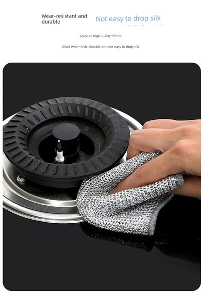 Çift Taraflı Nano Metal Telli Bulaşık Yıkama Bezi - [Çift Katmanlı Kalın] Büyük Boy 2'li Paket - 10