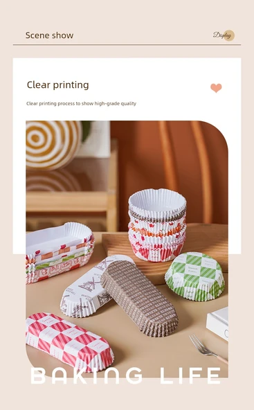 Kek Kağıdı Kabı - Tekne Şekilli Kalp Desenli 200 Adet - Resim 9