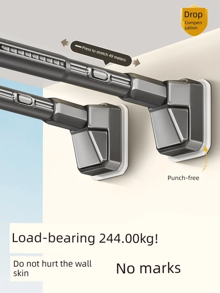 Paslanmaz Çelik Kendinden Çekmeli Çamaşır Kurutma Askısı - Paslanmaz Çelik 1.0-1.7m (223kg) - 2