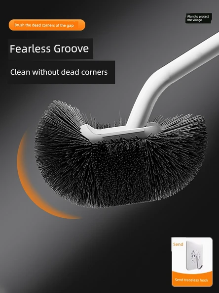 Uzun Saplı Köşe Ulaşmaz Tuvalet Fırçası - 2 x Gri (2 Adet, Askılı) - Resim 2