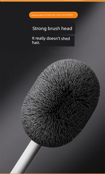 Uzun Saplı Köşe Ulaşmaz Tuvalet Fırçası - 2 x Gri (2 Adet, Askılı) - Resim 11