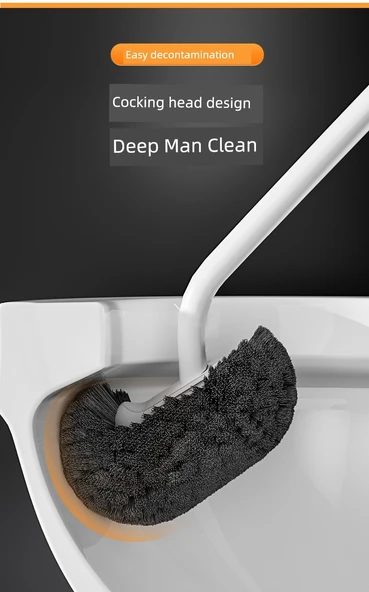 Uzun Saplı Köşe Ulaşmaz Tuvalet Fırçası - 2 x Gri (2 Adet, Askılı) - Resim 9