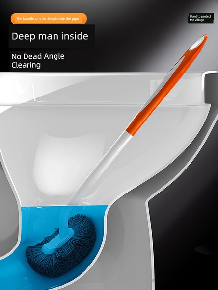 Uzun Saplı Köşe Ulaşmaz Tuvalet Fırçası - 2 x Gri (2 Adet, Askılı) - Resim 6