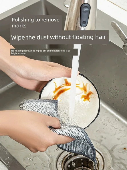 Çift Katmanlı Kalınlaştırılmış Bulaşık Bezi Çelik Teli - Özel Kalın [8 Adet] - Resim 4