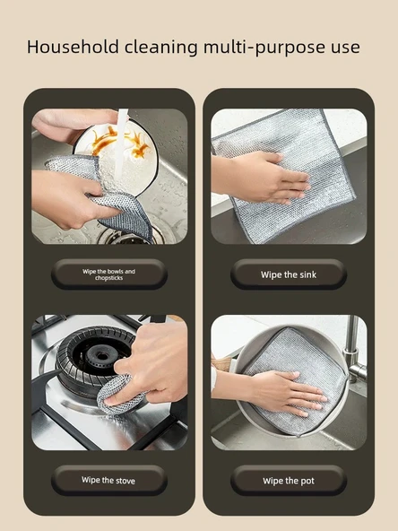 Çift Katmanlı Kalınlaştırılmış Bulaşık Bezi Çelik Teli - Özel Kalın [8 Adet] - Resim 6