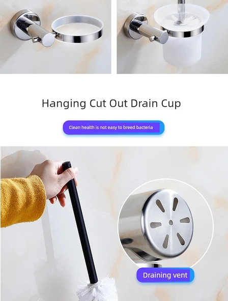 304 Paslanmaz Çelik Tuvalet Fırçası Seti - 2 Fırça Başlıklı + 1 Paslanmaz Çelik Fırça Saplı - Resim 12