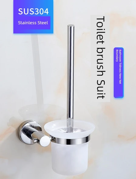 304 Paslanmaz Çelik Tuvalet Fırçası Seti - 2 Fırça Başlıklı + 1 Paslanmaz Çelik Fırça Saplı - Resim 7