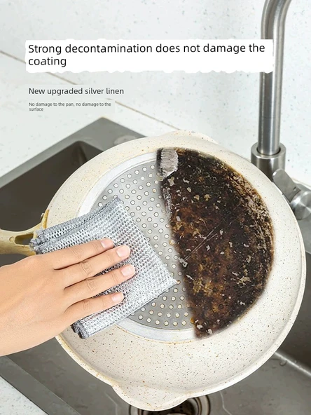 Çift Katmanlı Kalınlaştırılmış Bulaşık Bezi Çelik Teli - Özel Kalın [8 Adet] - Resim 3