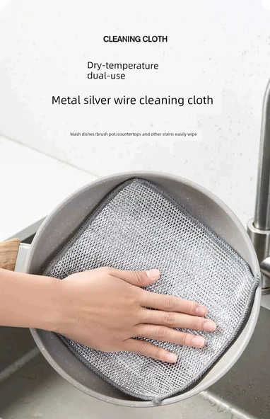 Çift Katmanlı Kalınlaştırılmış Bulaşık Bezi Çelik Teli - Özel Kalın [8 Adet] - Resim 7