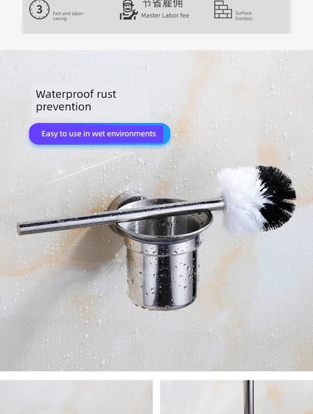 304 Paslanmaz Çelik Tuvalet Fırçası Seti - 2 Fırça Başlıklı + 1 Paslanmaz Çelik Fırça Saplı - Resim 11