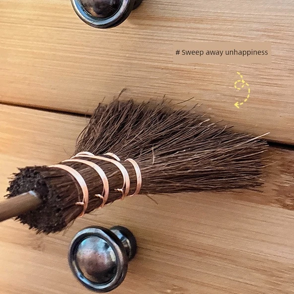 Mini Masaüstü Klavye Temizleme Fırçası - Uzun Saplı Küçük Kahverengi - 5